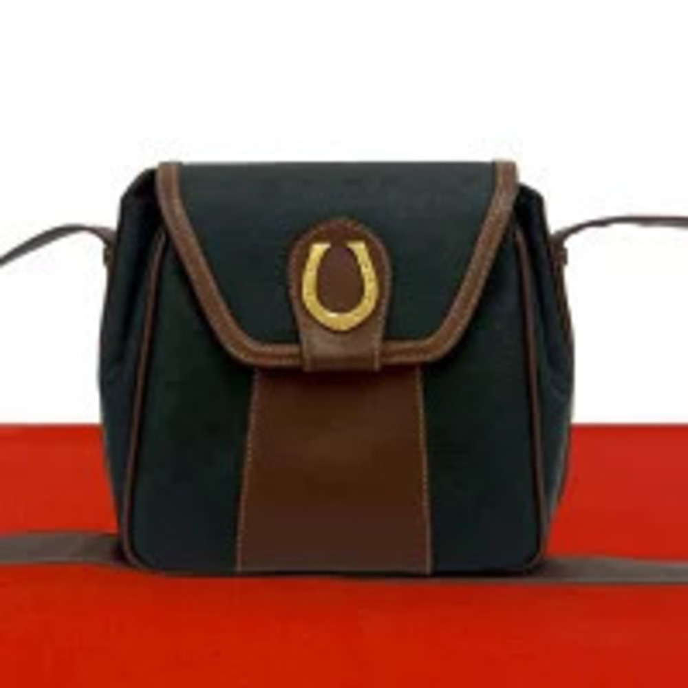Gucci GG Horsebit Leather Shoulder Bag Black Brown